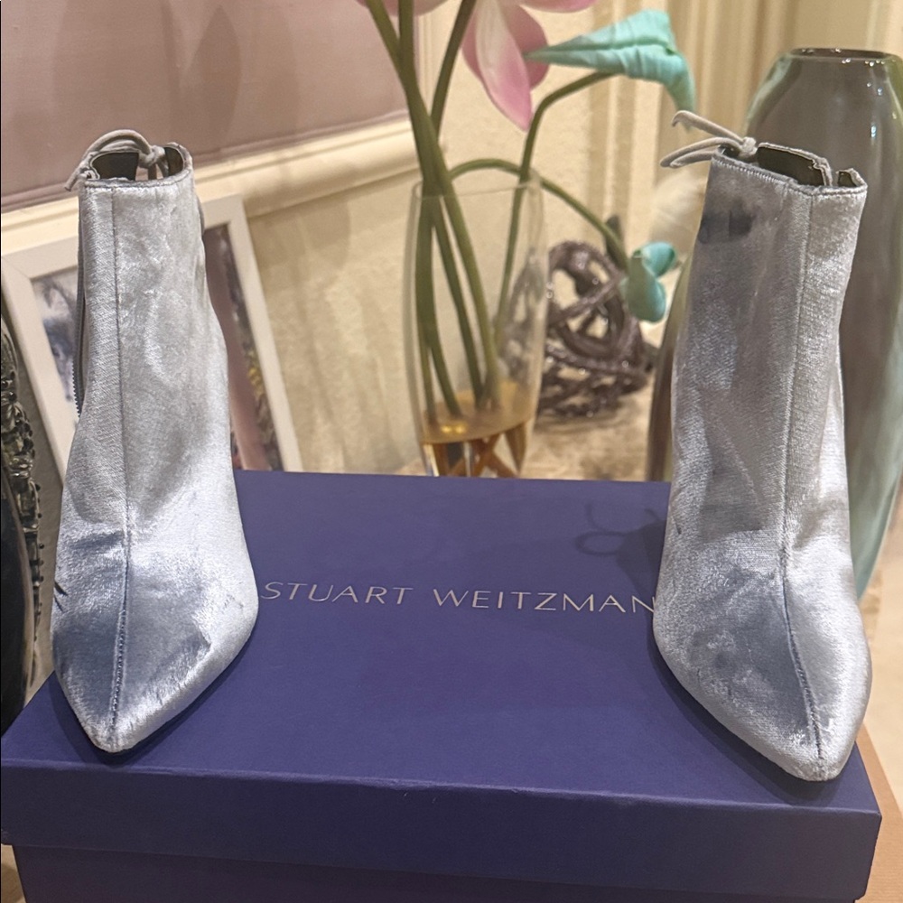 Stuart Weitzman Metallic Silver Heeled Boots